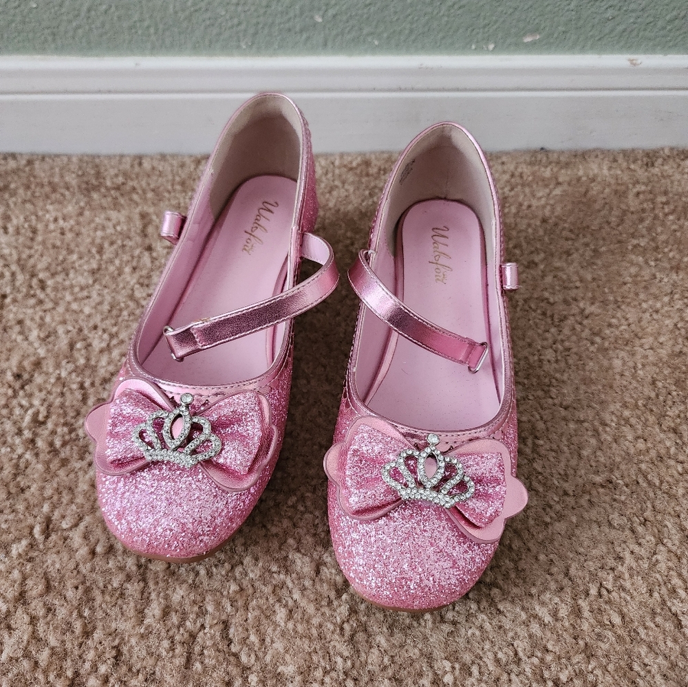 Pink Glitter Kids Shoes with Bow by Unlisted